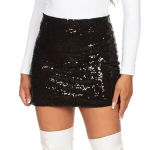 Tipsy Elves Black Sequin Skirt 1X Festive Party